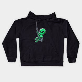 Funny alien Abseiling Kids Hoodie